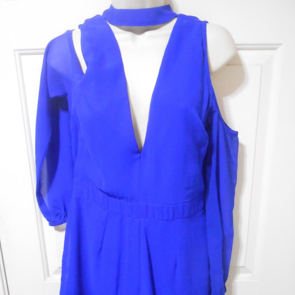 CUTE CHARLOTTE RUSSE ROYAL BLUE ROMPER OUTFIT SIZE M SHEER LINED NICE 👩